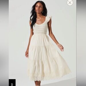 ASTR the Label, Cream Eyelet midi dress, size small